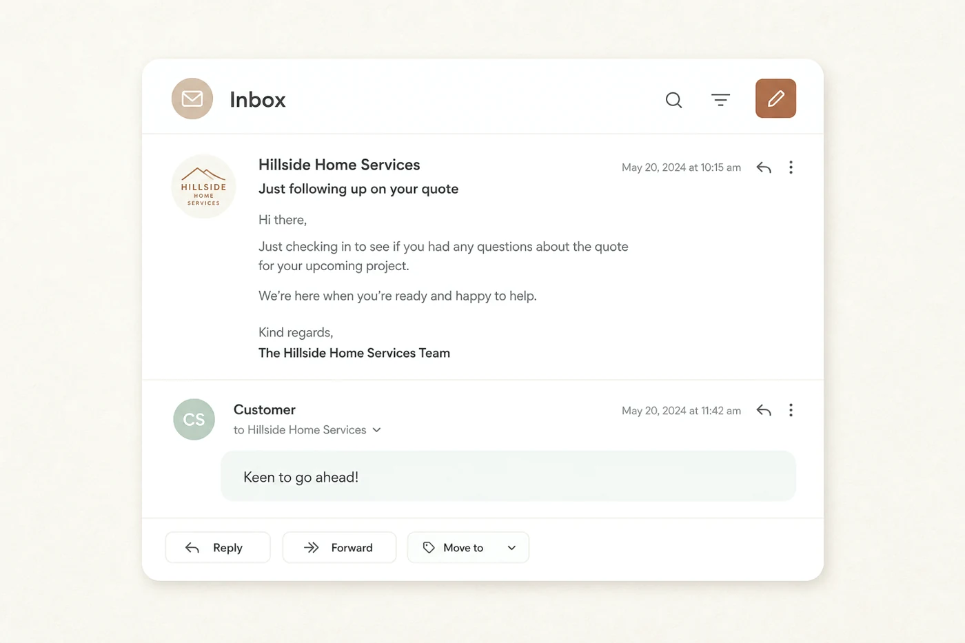 An inbox where the routine client messages have been answered and the ones needing a decision are still sitting at the top