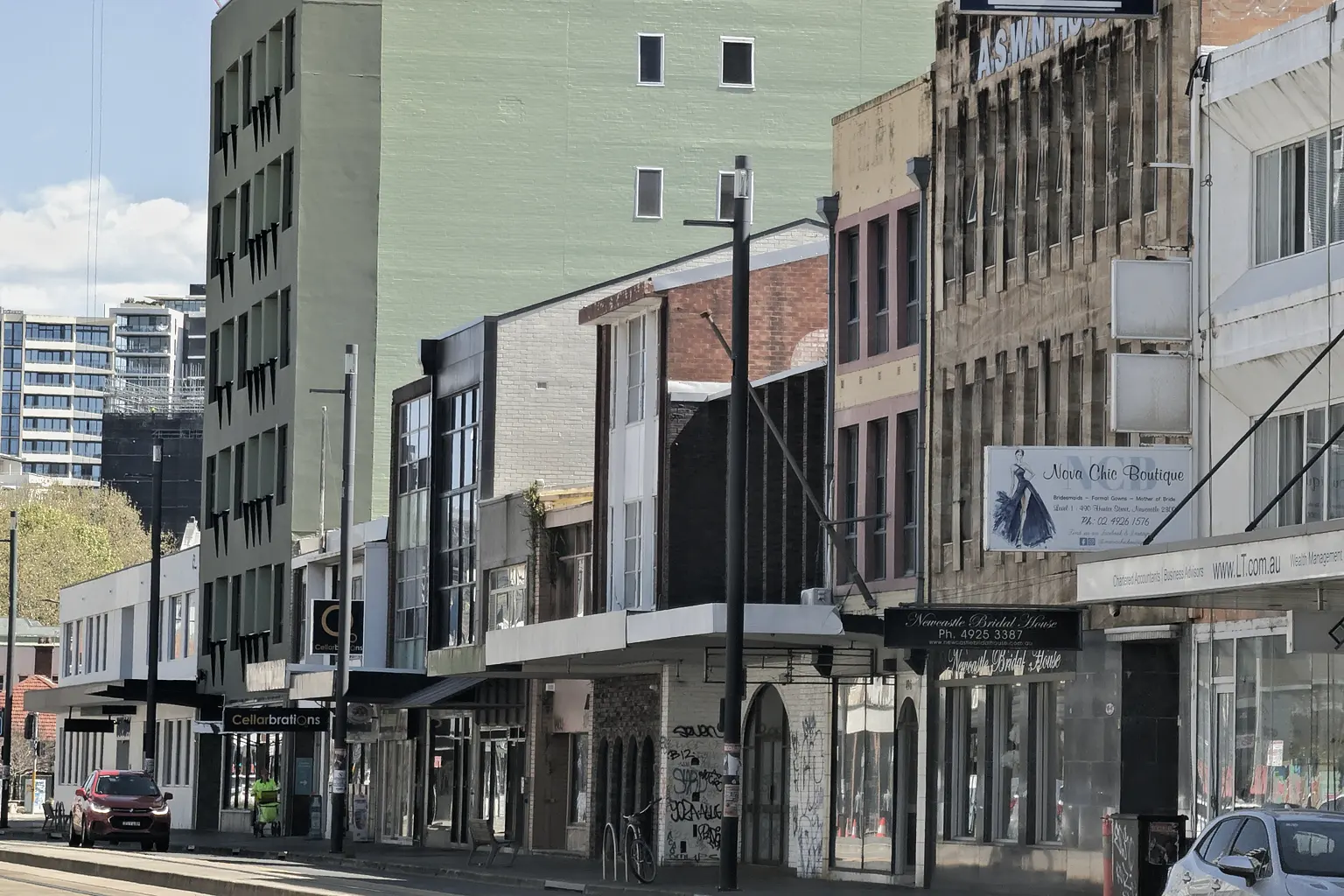 Shopfronts on Hunter Street in Newcastle