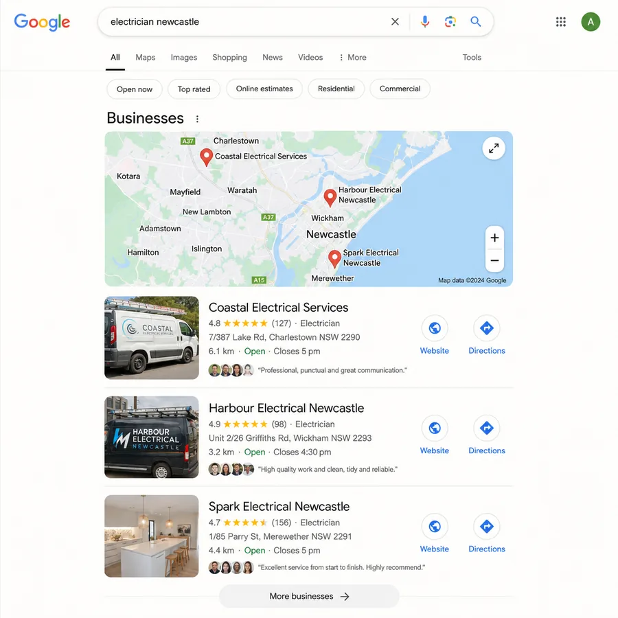 A social feed with a business advertisement sitting between posts from friends