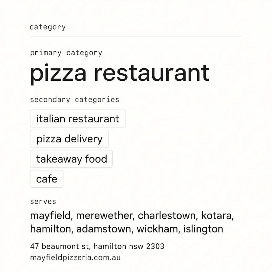 The category field of a Google Business Profile with a primary category chosen and several secondary categories added underneath