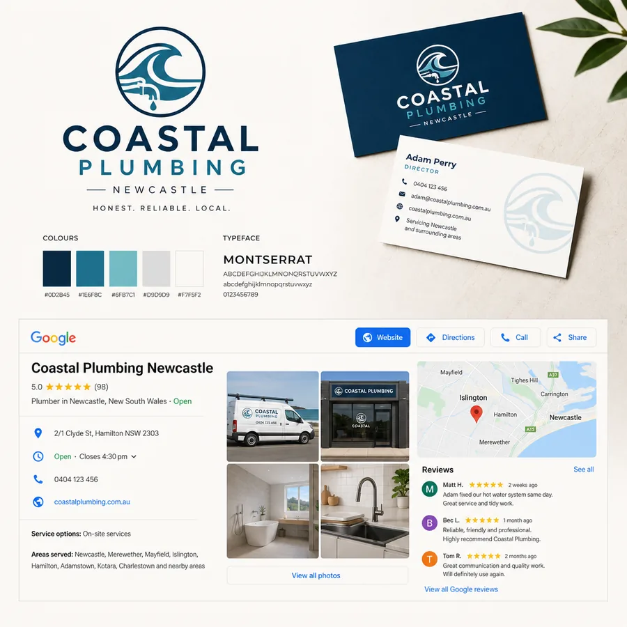 A proposal cover, a letterhead and a compliments slip from the same business, laid out together