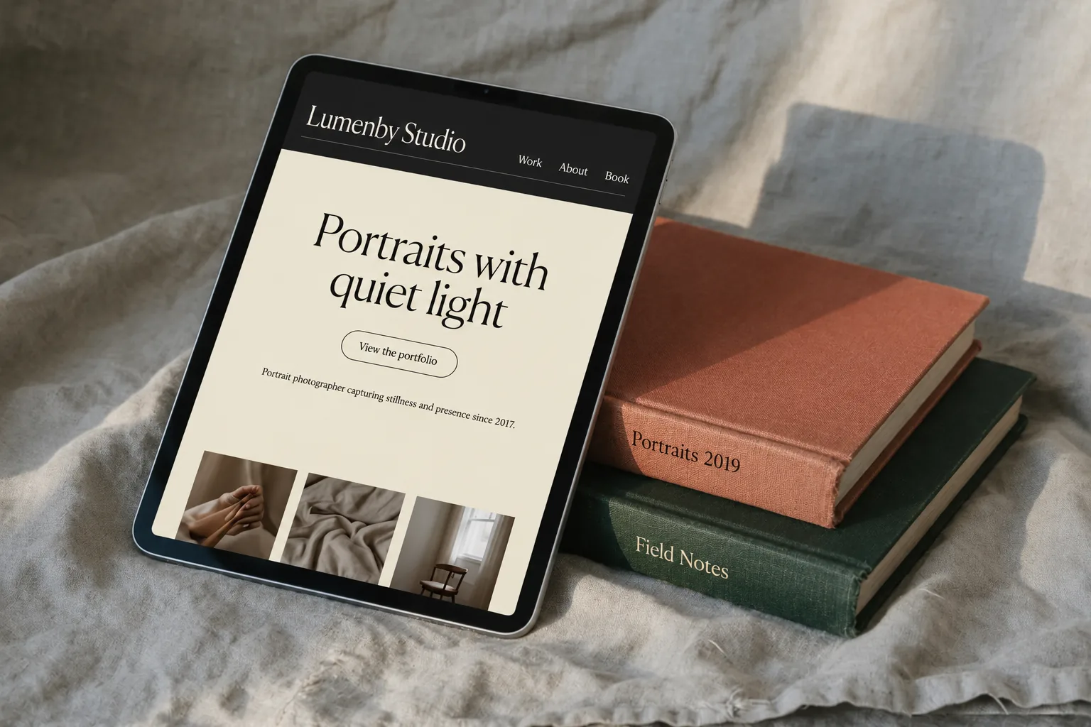 Lumenby Studio website concept with a work gallery and simple navigation